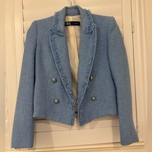 Zara Tweed Looking Baby Blue Blazer.